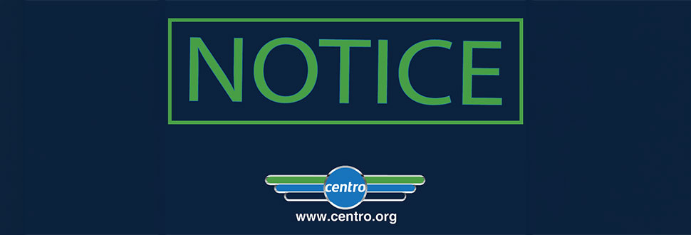 a picture of a centro blue bus with text that reads: Service changes effective September 2, 2025.