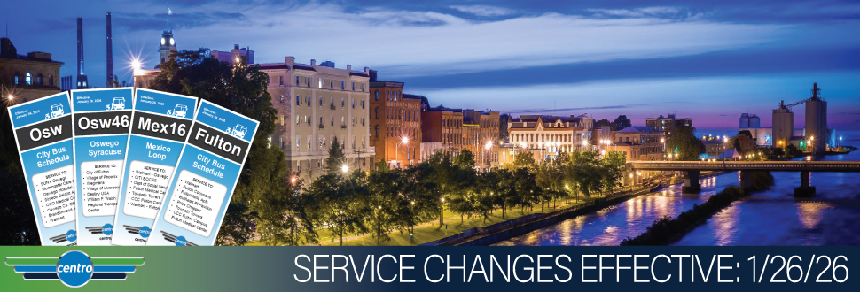 a picture of Oswego City with text that reads: Service changes effective January 26, 2026.