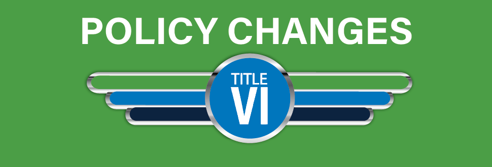 a picture of the Centro logo against a green background. Text reads Title VI Policy Changes.